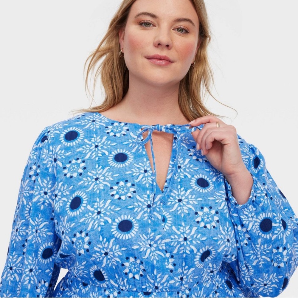 Roller Rabbit x Target Blue Floral Mini Dress Plus Size - Picture 3 of 3